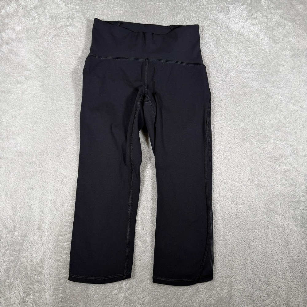 Lululemon Train Times Crop Leggings Womens 4 Black High Rise Yoga Gym